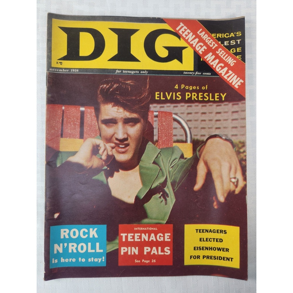 Rare ELVIS 1956 DIG Magazine Book Estate C. Powers Rock N Roll Pin Pals